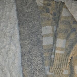 a new day Women's Gray and Tan Long Beltless Heavy Sweater Coat